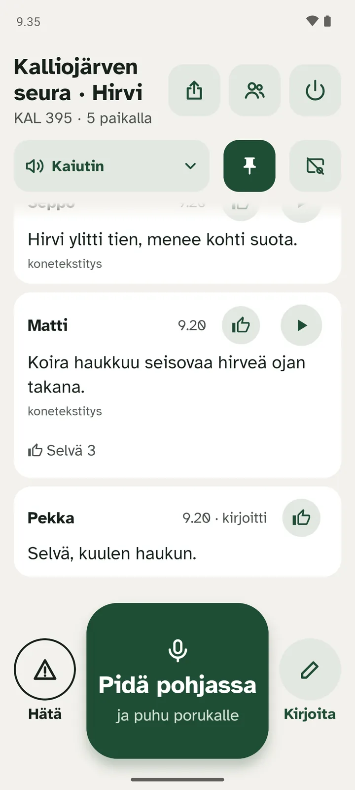 Viestivirta, jossa Matin puhe näkyy konetekstityksenä.